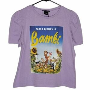 Zara x Disney Purple Bambi Short Sleeve Graphic T-Shirt NEW Women's Medium